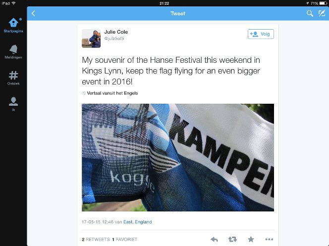 tweet visit Kamper Kogge Kings Lynn | Tweet about visit Dutch Cog Kings Lynn 2016